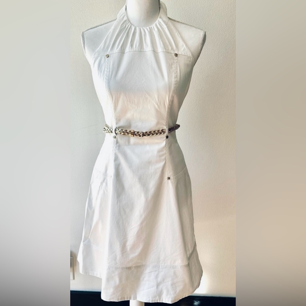 🔥FINAL MARKDOWN 🔥 White Halter Dress with Gold Belt
